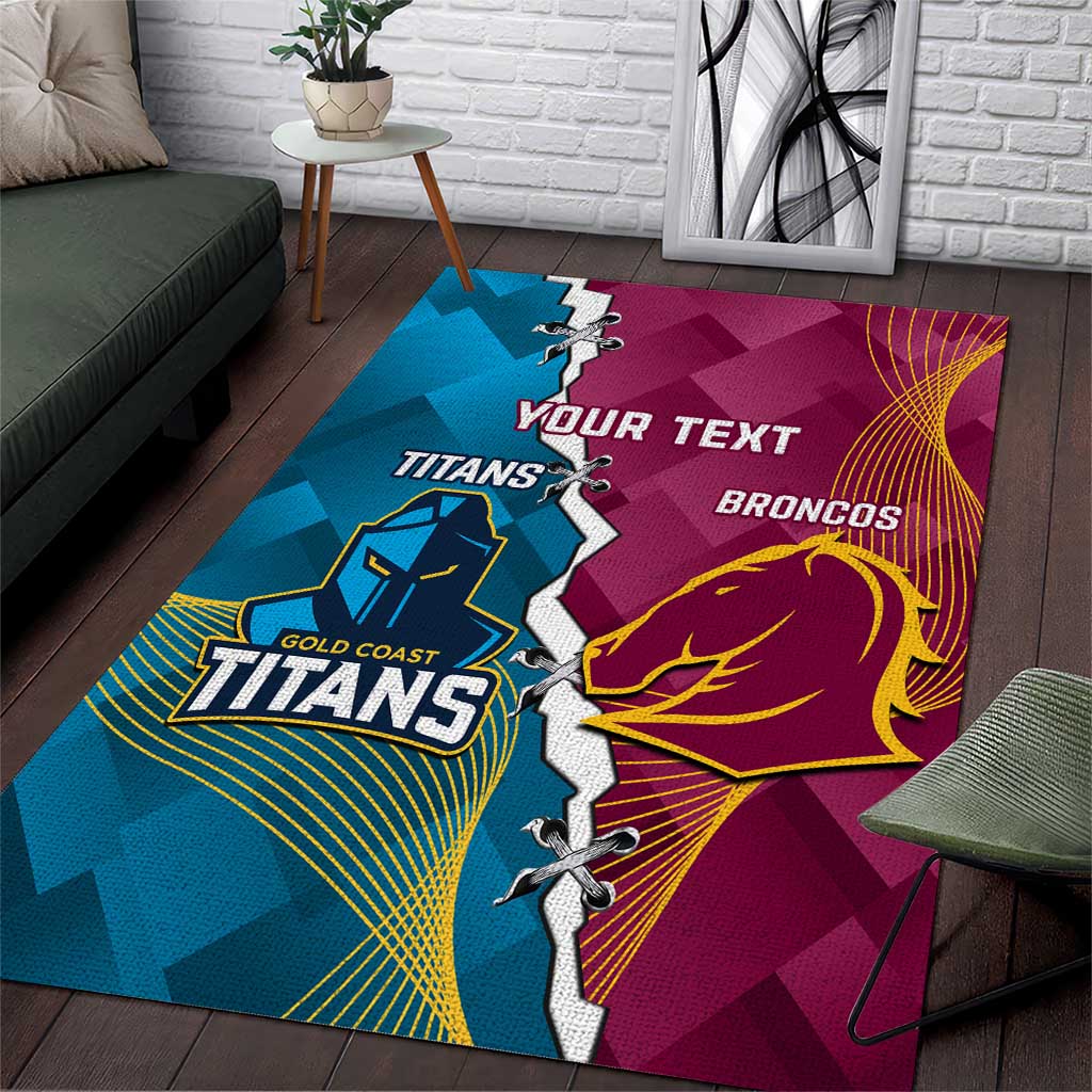 Custom Broncos And Titans Rugby 2024 Area Rug Dynamic Style