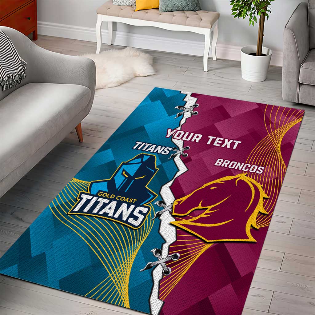 Custom Broncos And Titans Rugby 2024 Area Rug Dynamic Style