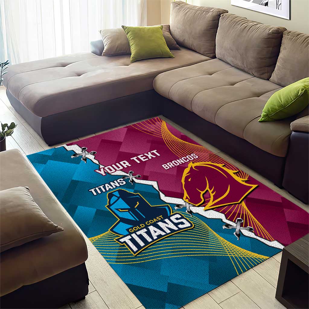 Custom Broncos And Titans Rugby 2024 Area Rug Dynamic Style