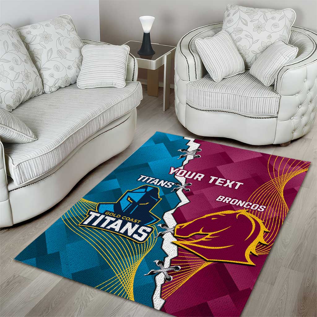 Custom Broncos And Titans Rugby 2024 Area Rug Dynamic Style