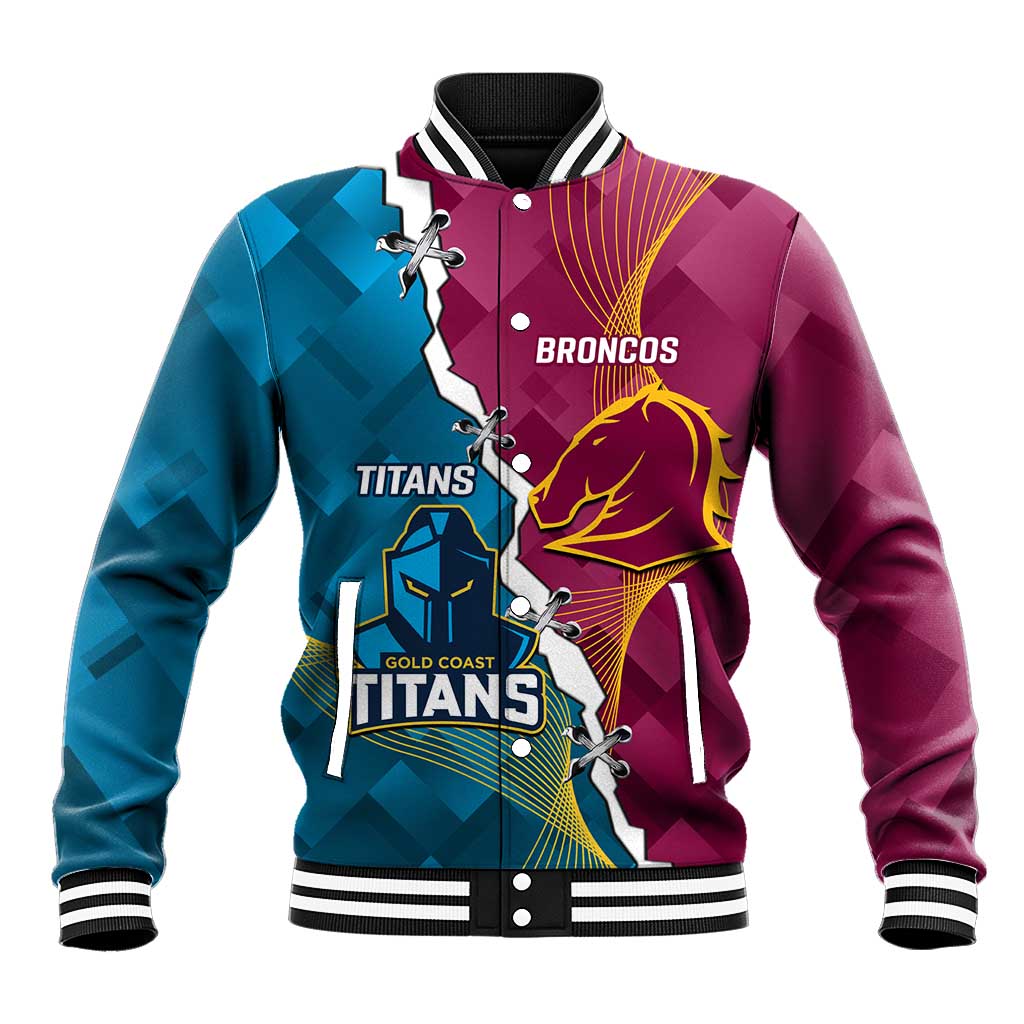 Custom Broncos And Titans Rugby 2024 Baseball Jacket Dynamic Style