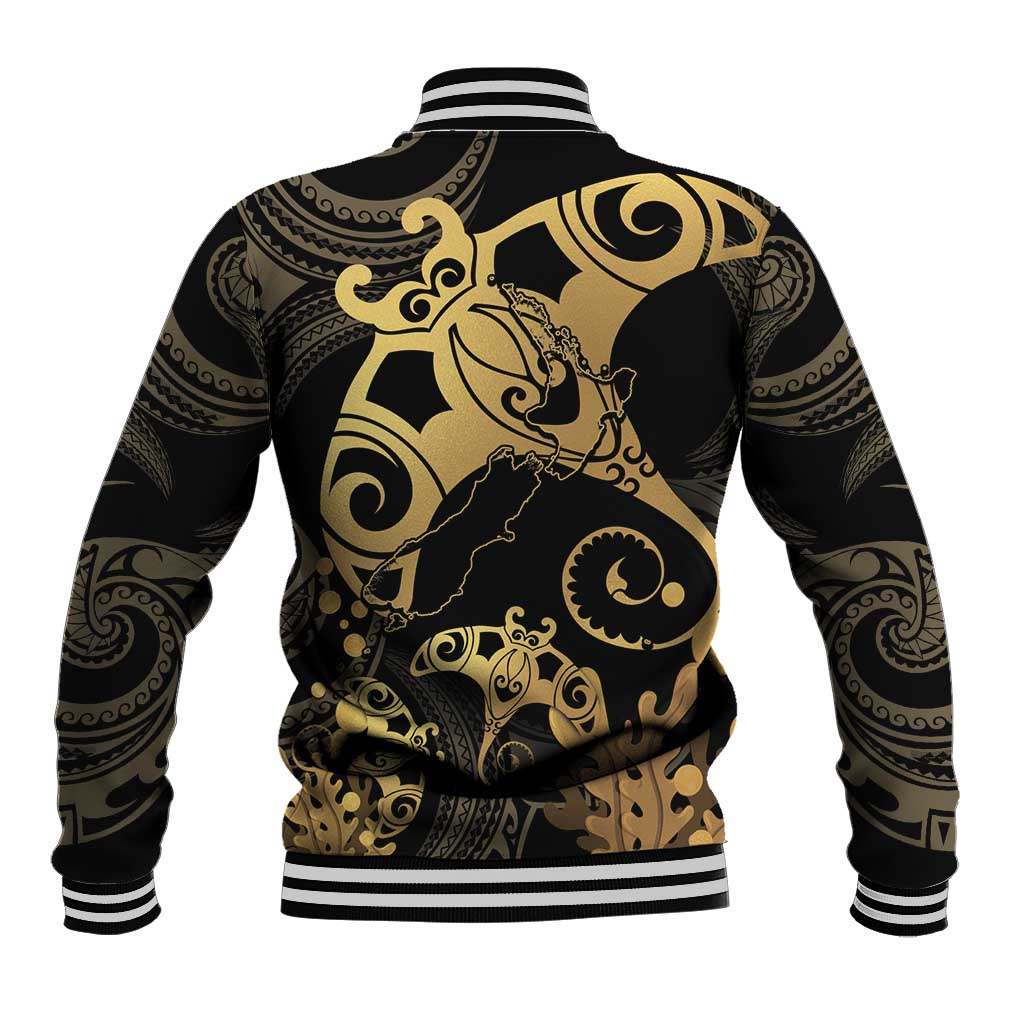 Black And Gold Aotearoa Whai Baseball Jacket NZ Stingrays Maori Curves Style