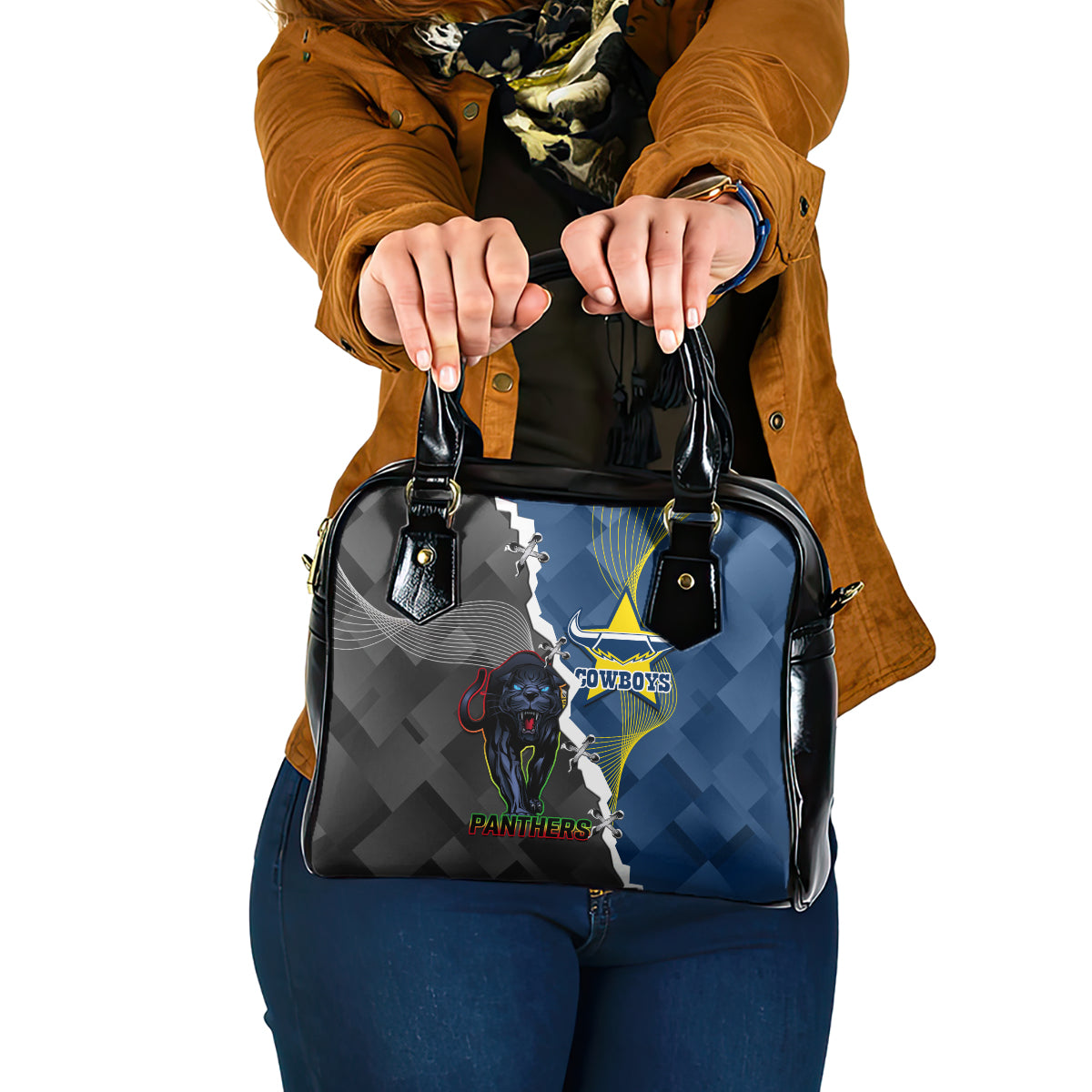 personalised-panthers-and-cowboys-rugby-shoulder-handbag-sporty-version