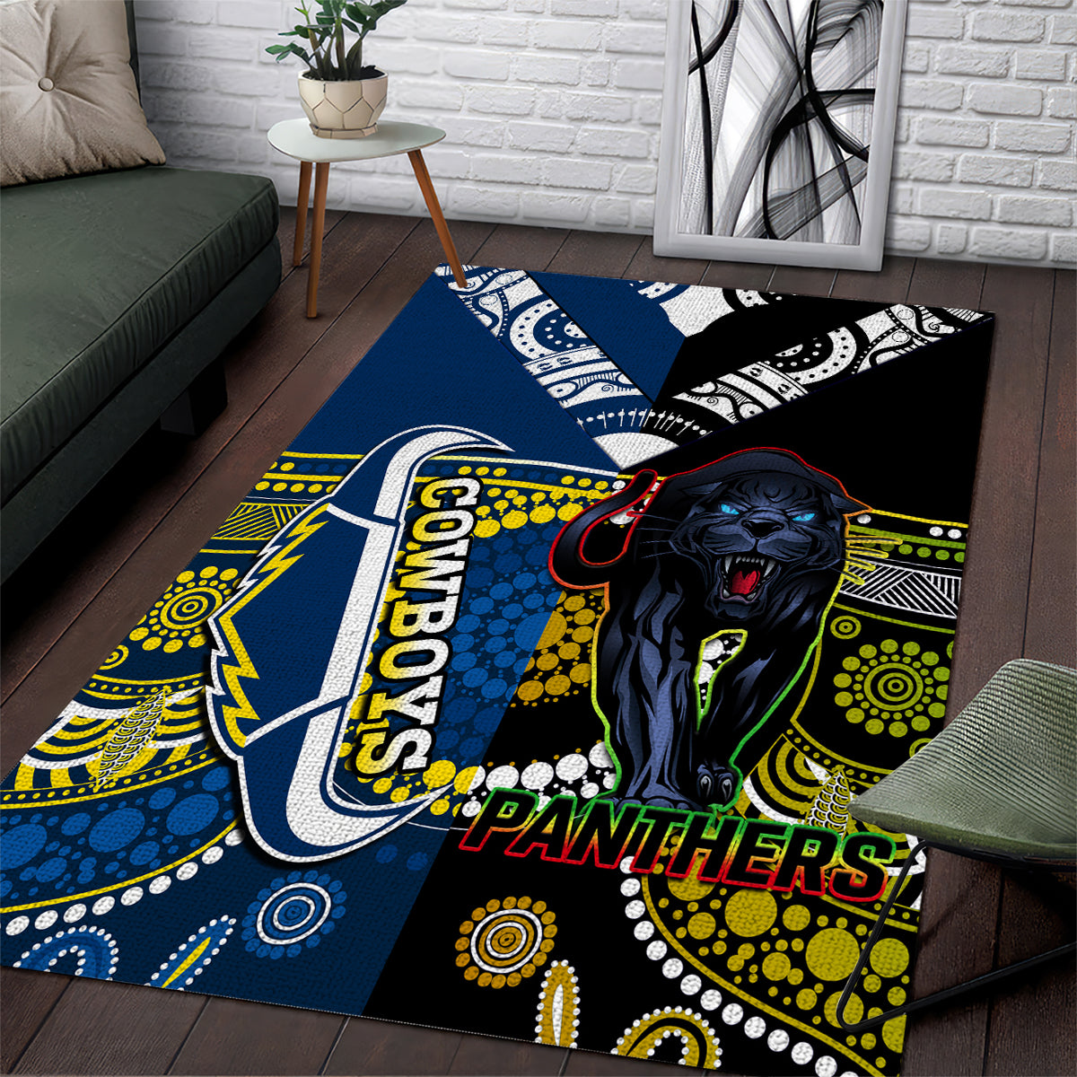 custom-panthers-and-cowboys-rugby-area-rug-aboriginal-version