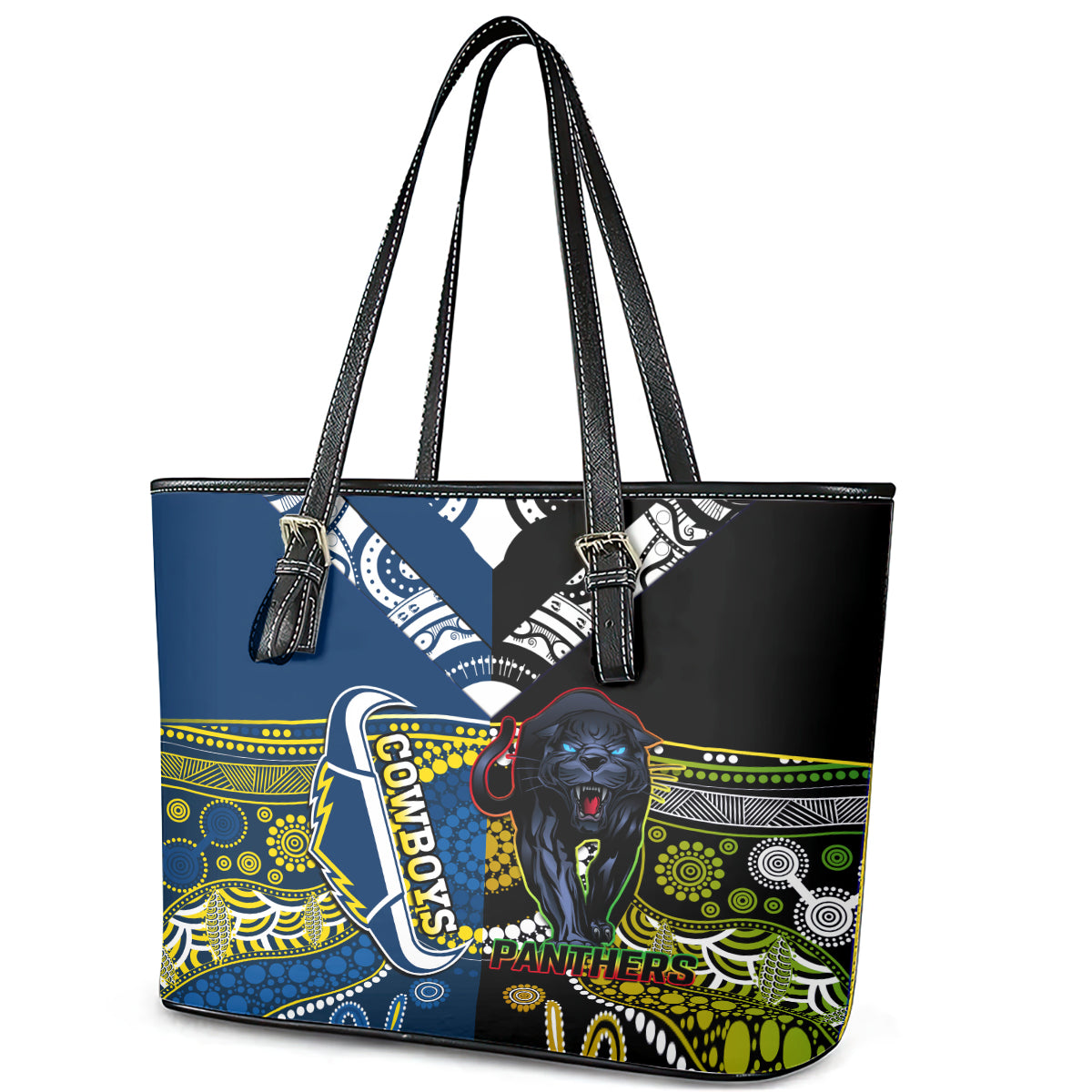 custom-panthers-and-cowboys-rugby-leather-tote-bag-aboriginal-version