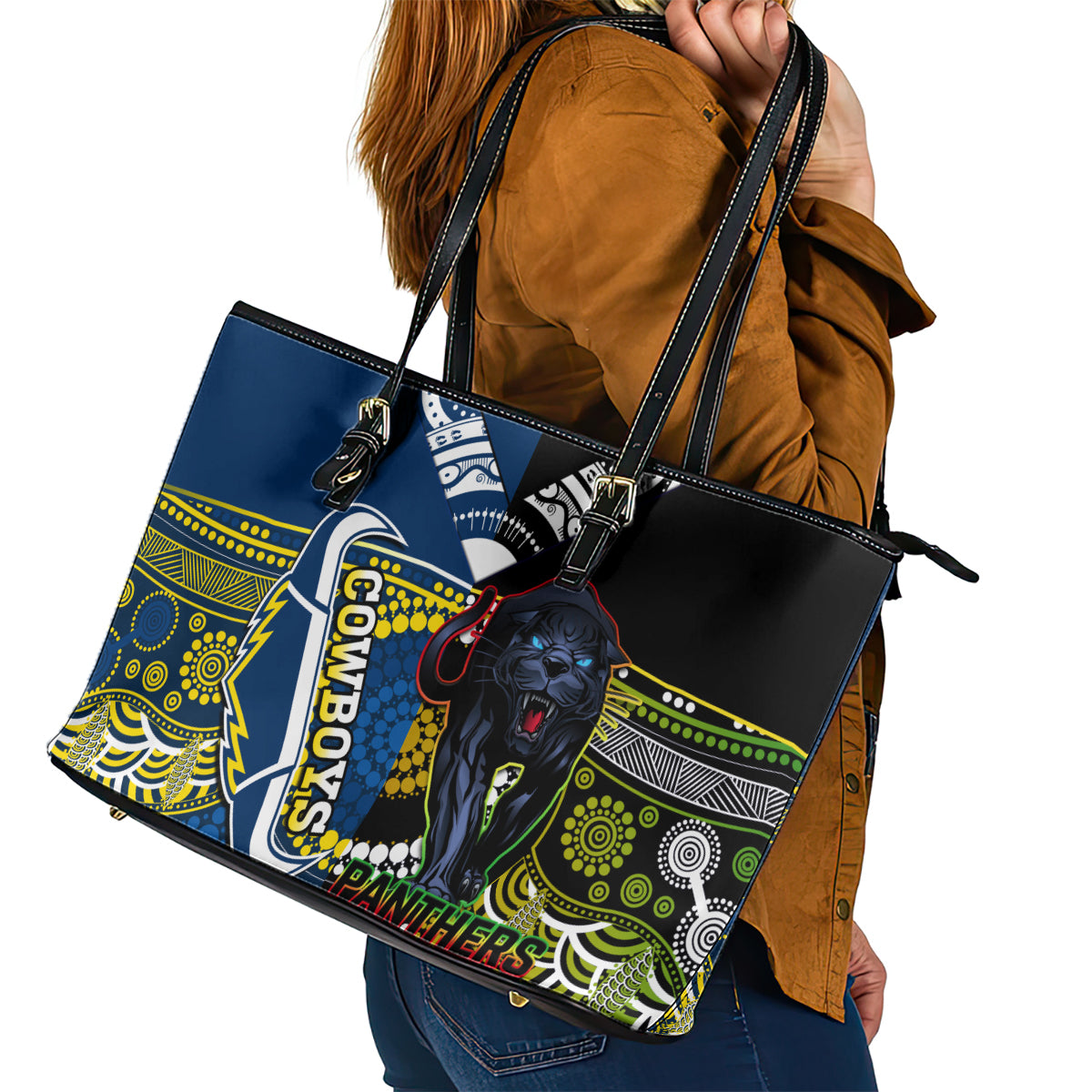 custom-panthers-and-cowboys-rugby-leather-tote-bag-aboriginal-version