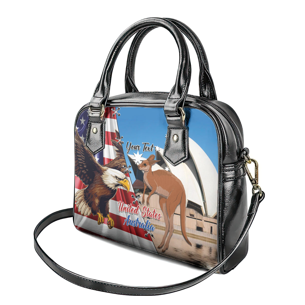 Personalised United States And Australia Shoulder Handbag USA Eagle With Aussie Kangaroo