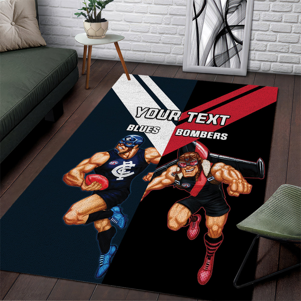 Custom Blues And Bombers Football Area Rug 2024 Together Sporty