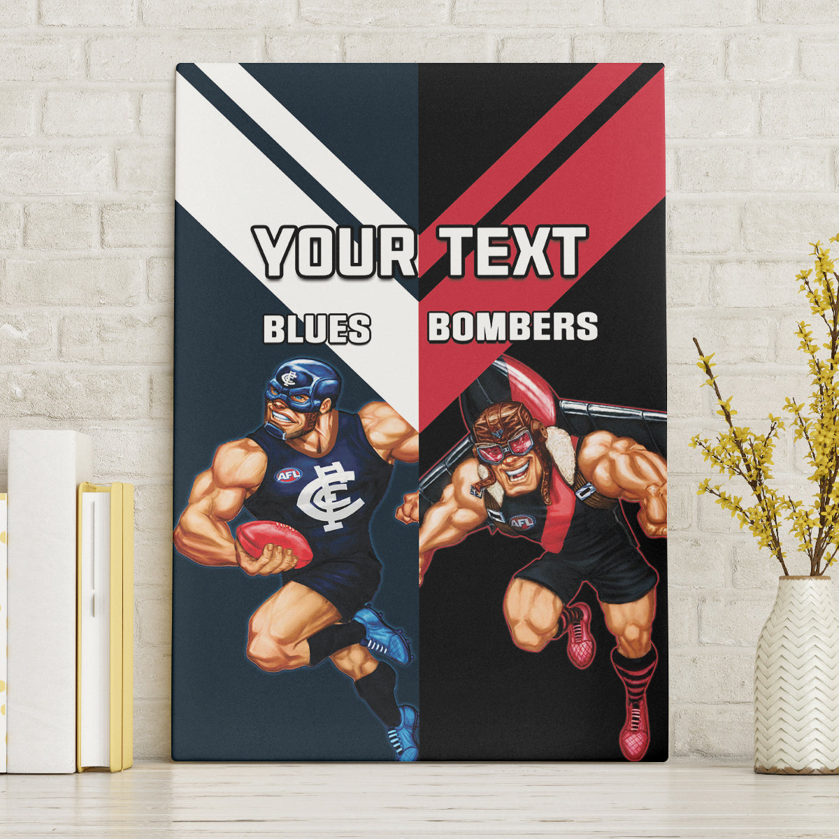 Custom Blues And Bombers Football Canvas Wall Art 2024 Together Sporty