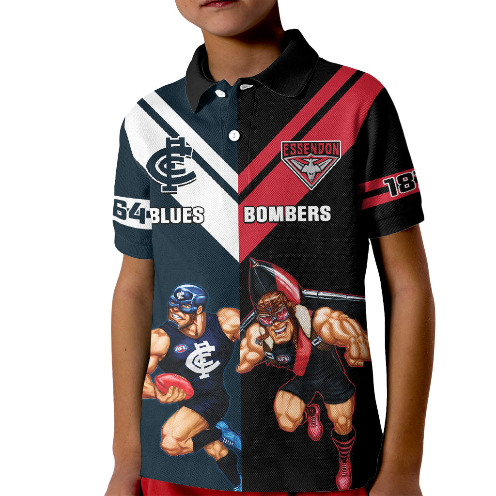 Custom Blues And Bombers Football Kid Polo Shirt 2024 Together Sporty