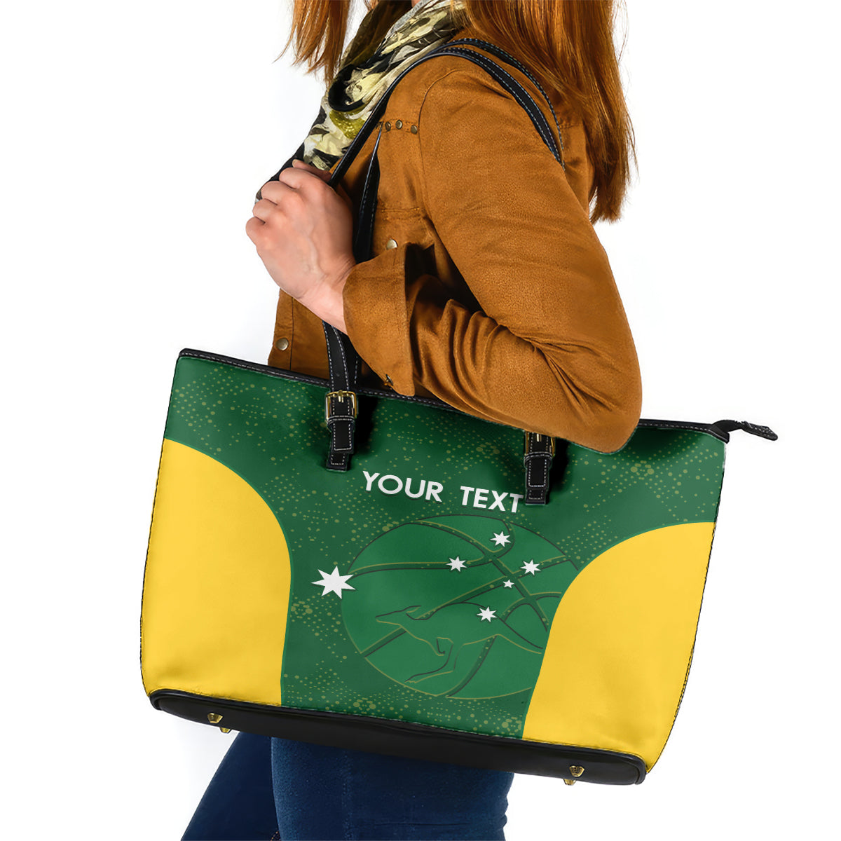 Custom Australia Basketball Leather Tote Bag Go Champions Aussie Boomers National Color