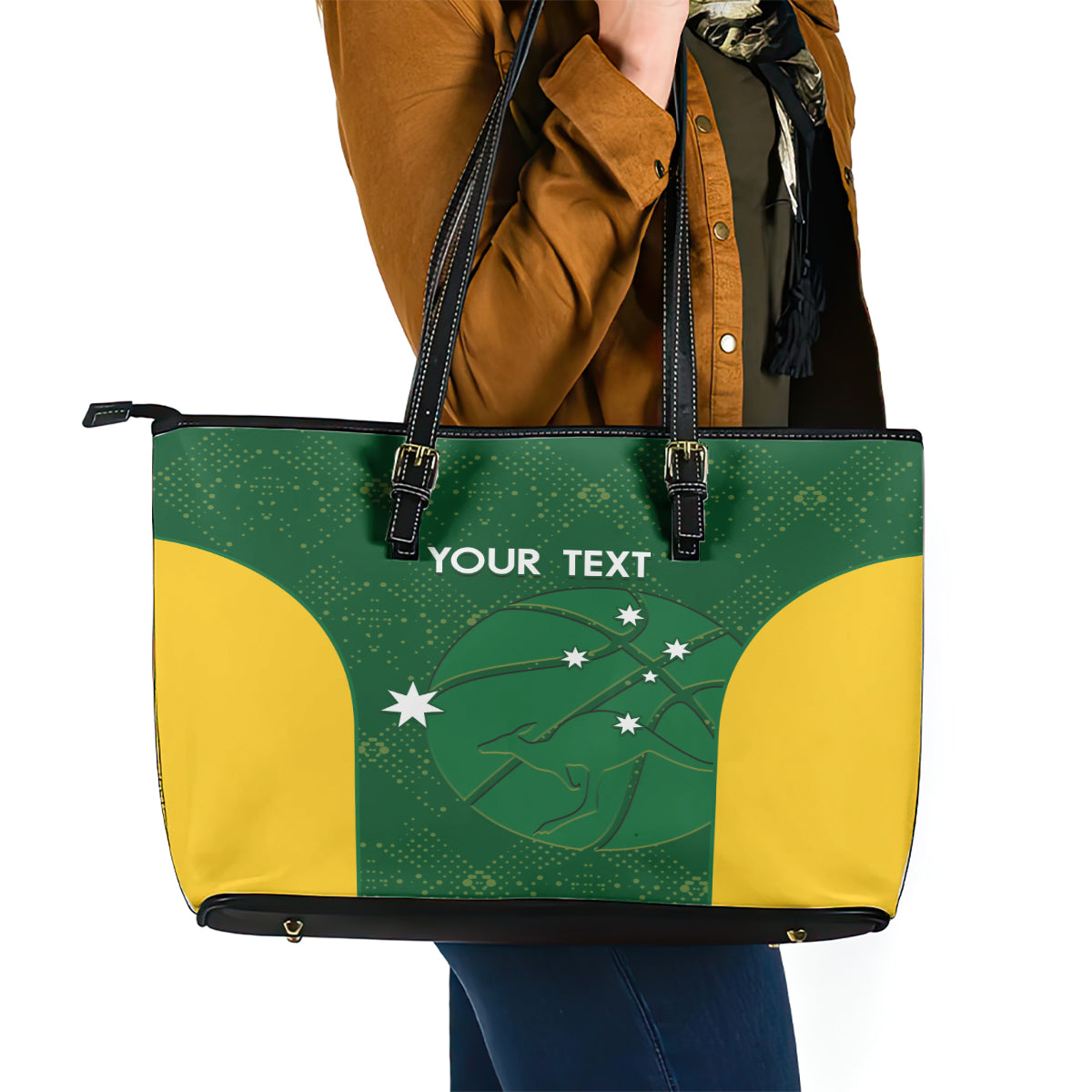 Custom Australia Basketball Leather Tote Bag Go Champions Aussie Boomers National Color