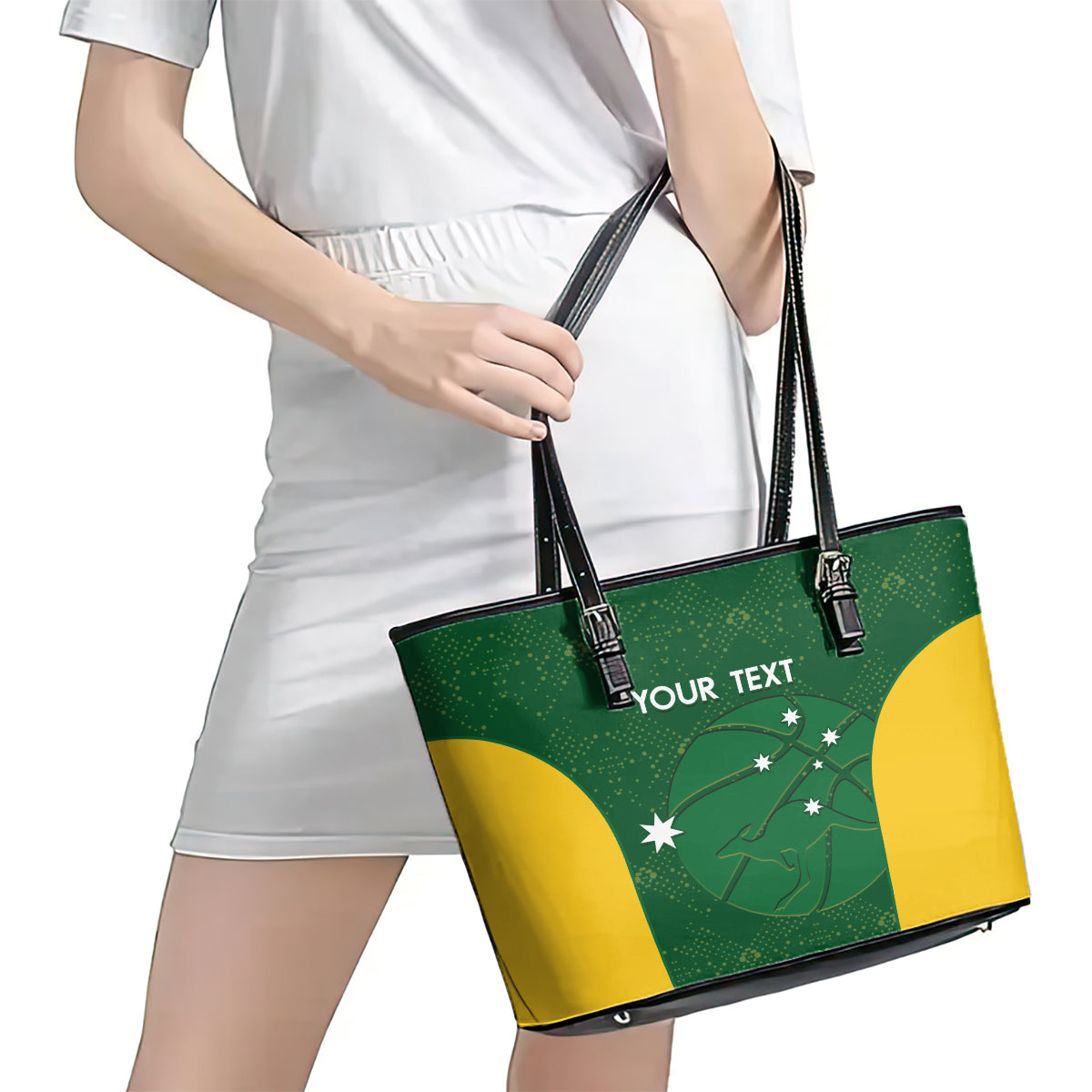 Custom Australia Basketball Leather Tote Bag Go Champions Aussie Boomers National Color