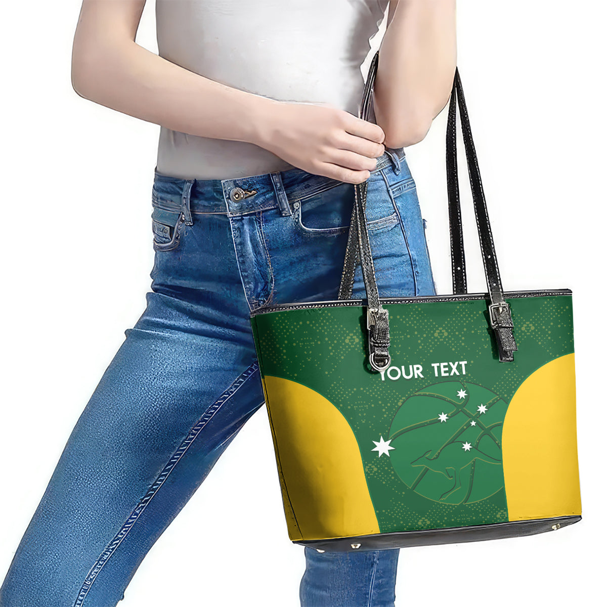 Custom Australia Basketball Leather Tote Bag Go Champions Aussie Boomers National Color