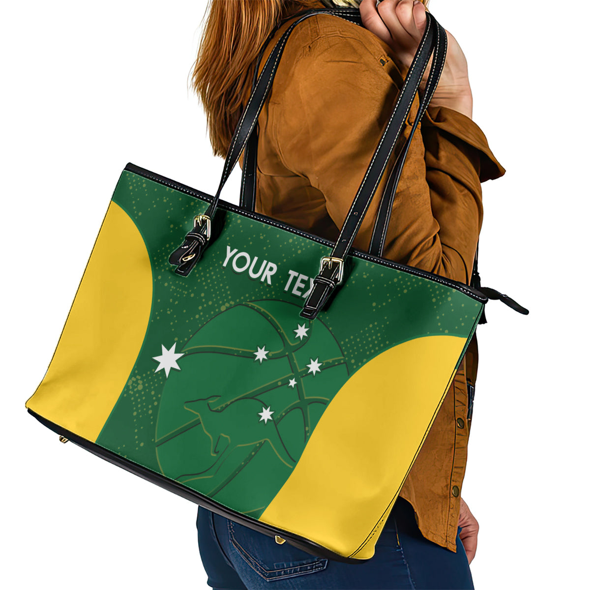 Custom Australia Basketball Leather Tote Bag Go Champions Aussie Boomers National Color