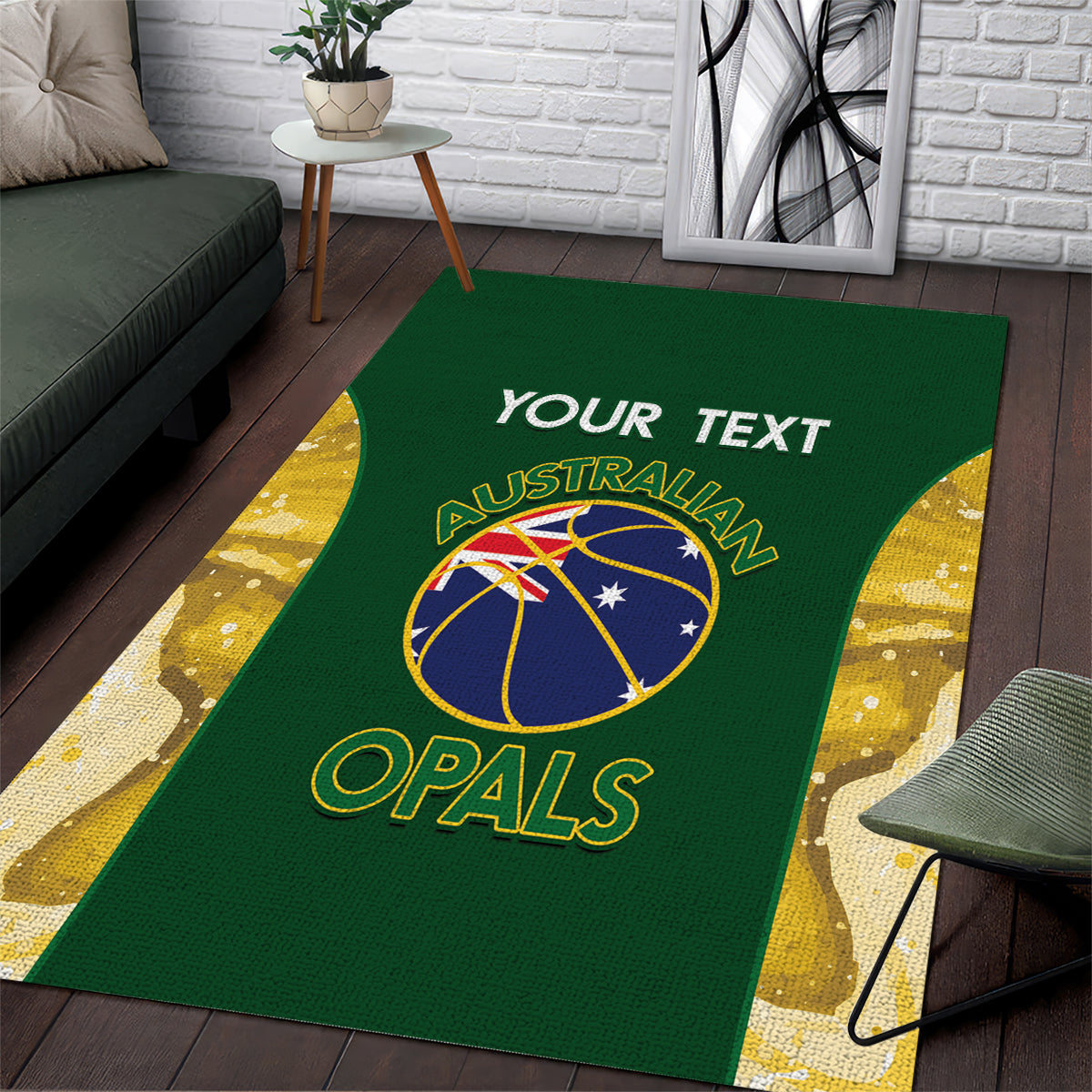 Custom Australia Basketball Area Rug Go Champions Aussie Opals National Color