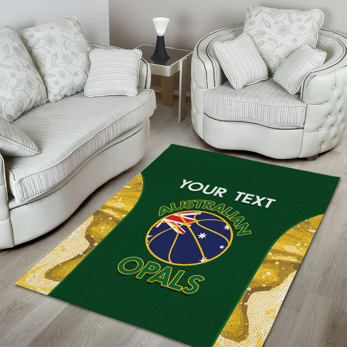 Custom Australia Basketball Area Rug Go Champions Aussie Opals National Color