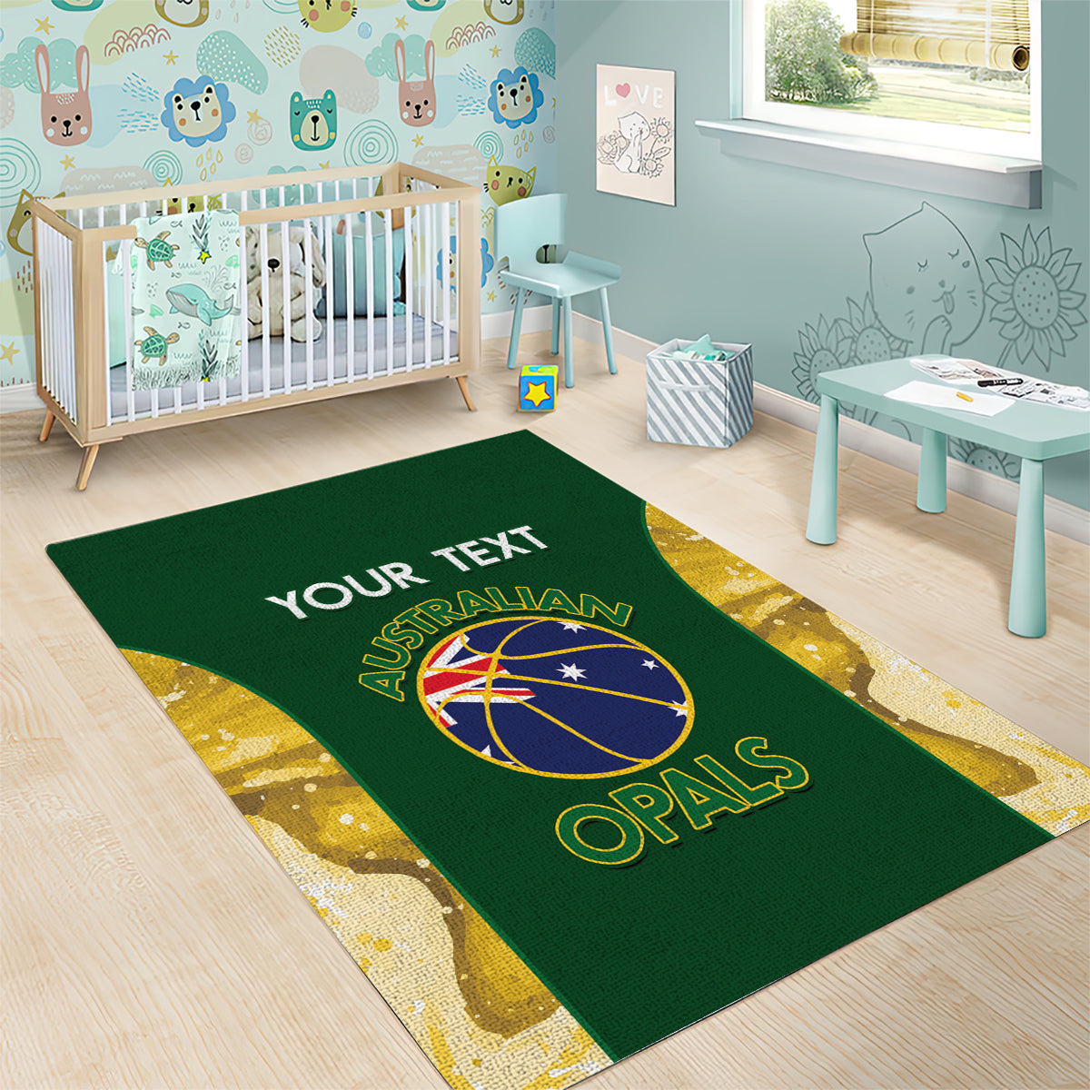 Custom Australia Basketball Area Rug Go Champions Aussie Opals National Color