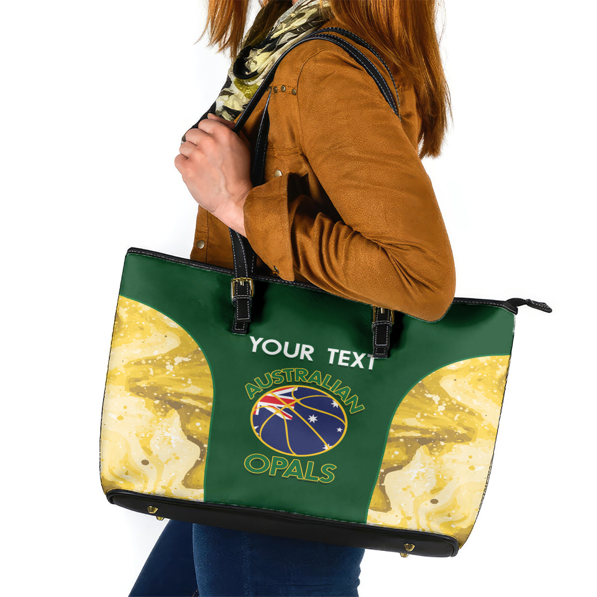 Custom Australia Basketball Leather Tote Bag Go Champions Aussie Opals National Color