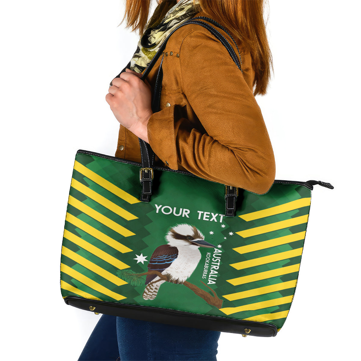 Custom Australia Field Hockey Leather Tote Bag Go Champions Kookaburras National Color