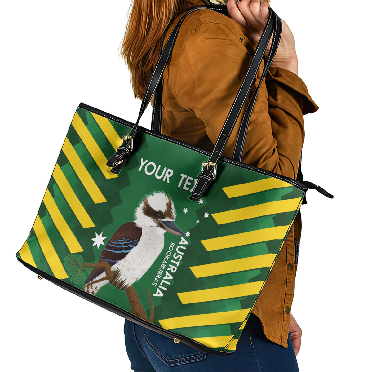 Custom Australia Field Hockey Leather Tote Bag Go Champions Kookaburras National Color