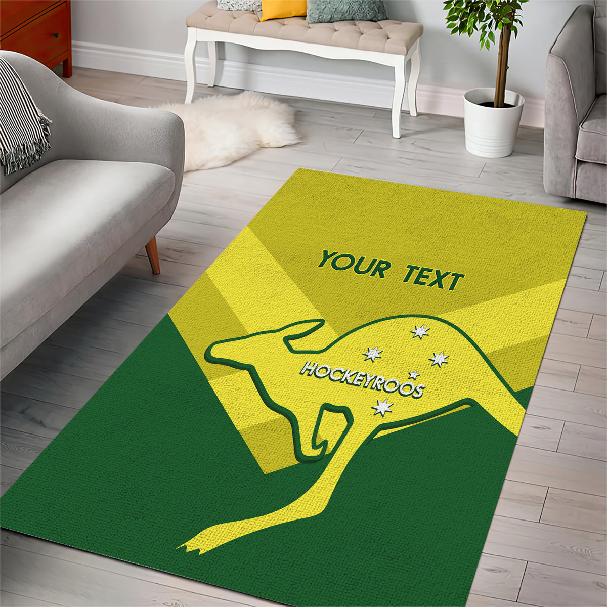 Custom Australia Field Hockey Area Rug Go Champions Hockeyroos National Color