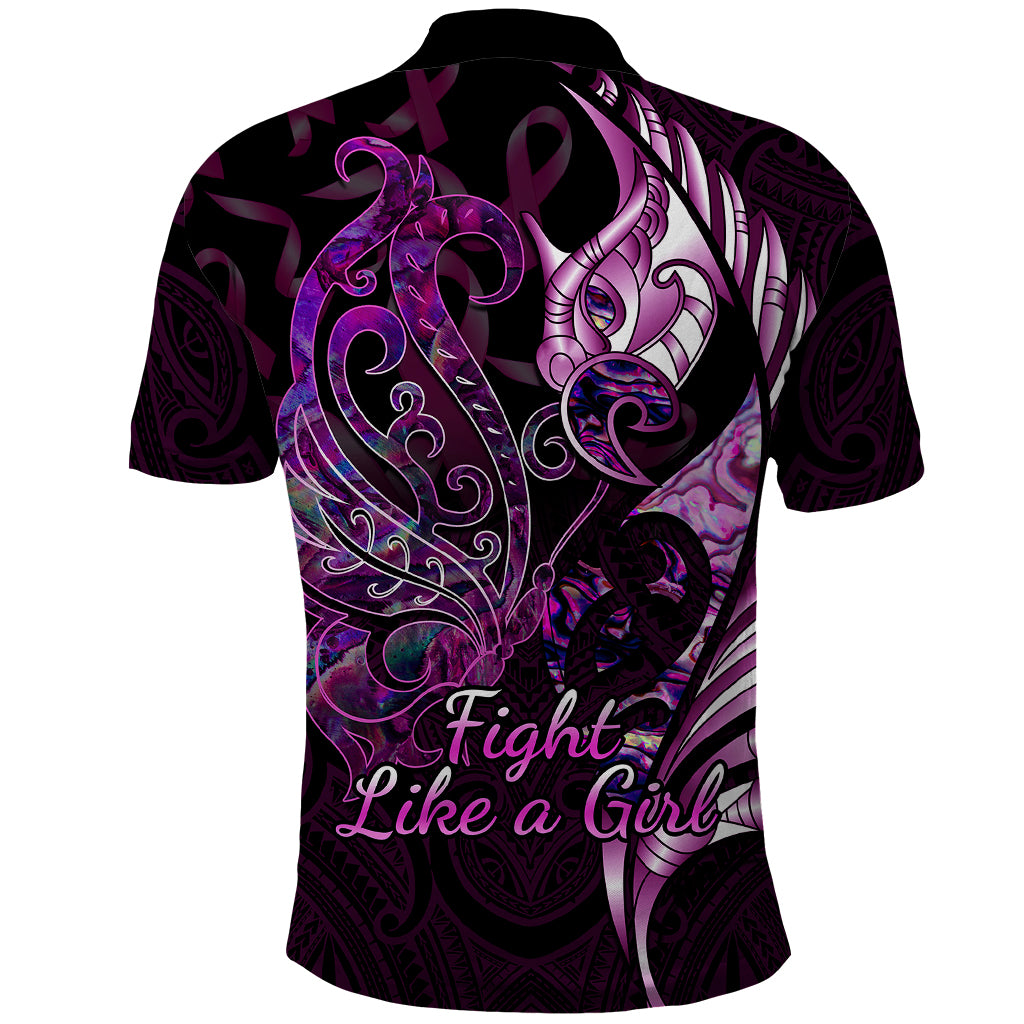 personalised-new-zealand-breast-cancer-polo-shirt-fight-like-a-girl-pink-manaia-fern-with-paua-shell