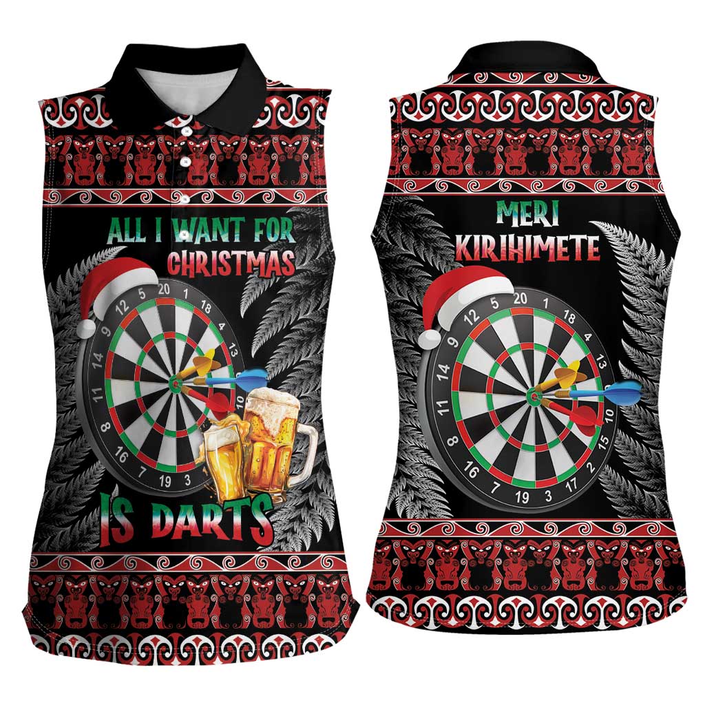 All I Want For Christmas Is Darts New Zealand Women Sleeveless Polo Shirt