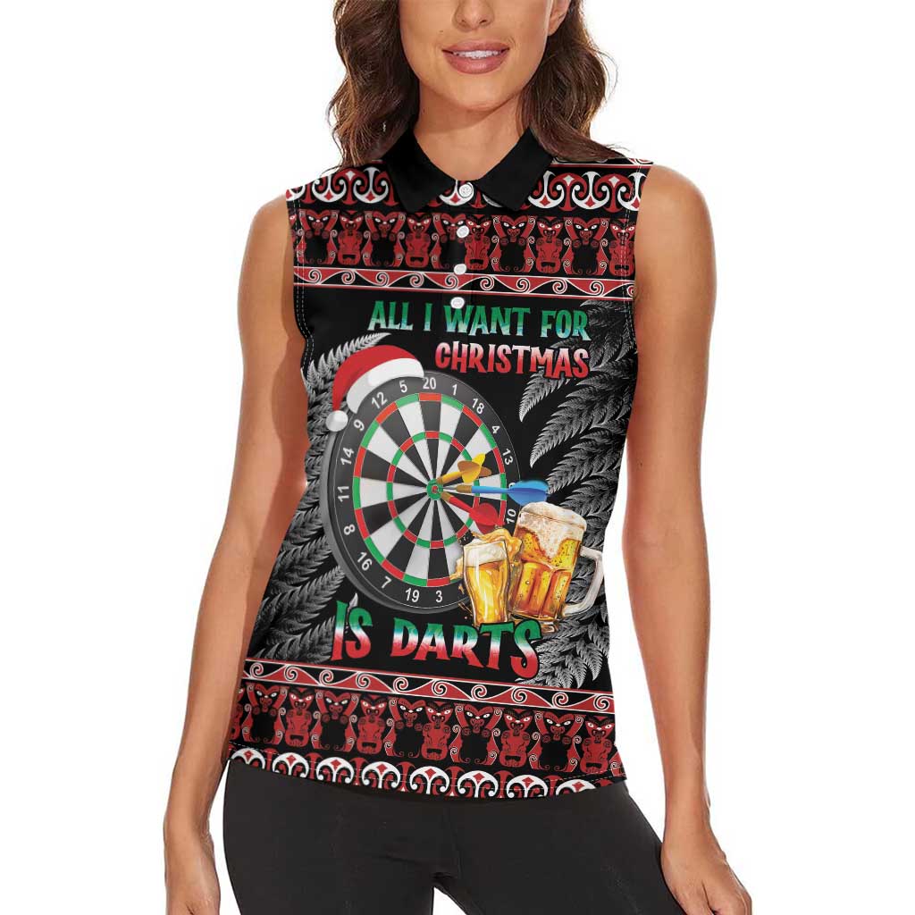 All I Want For Christmas Is Darts New Zealand Women Sleeveless Polo Shirt