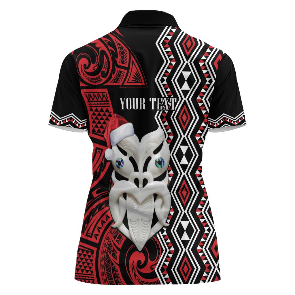 Personalised New Zealand Christmas Women Polo Shirt Meri Kirihimete Maori Wheku - Taniko Art