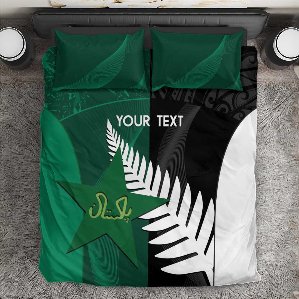 Custom New Zealand And Pakistan Cricket Bedding Set 2025 Black Cap Shaheens Together