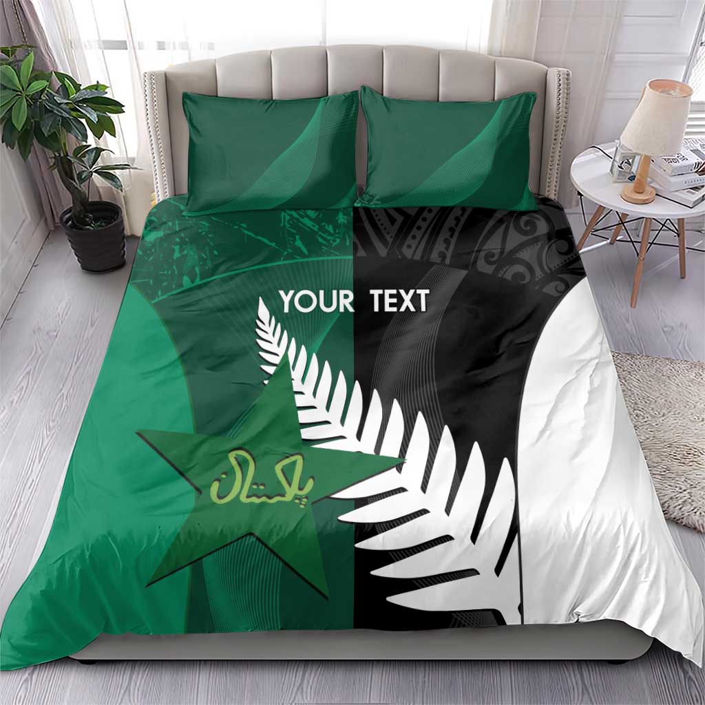 Custom New Zealand And Pakistan Cricket Bedding Set 2025 Black Cap Shaheens Together