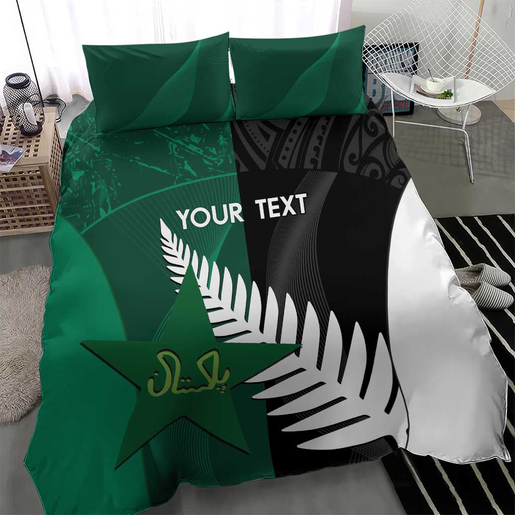 Custom New Zealand And Pakistan Cricket Bedding Set 2025 Black Cap Shaheens Together