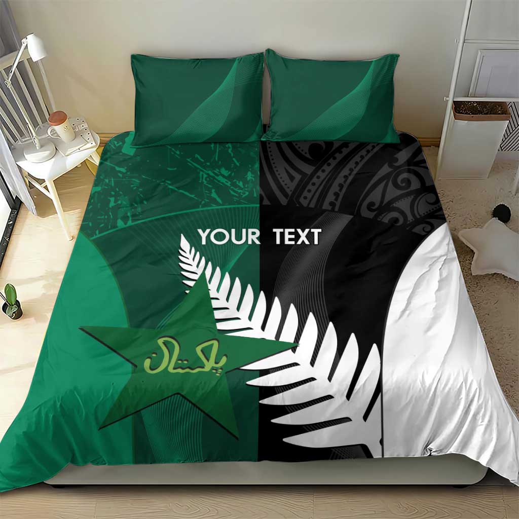 Custom New Zealand And Pakistan Cricket Bedding Set 2025 Black Cap Shaheens Together