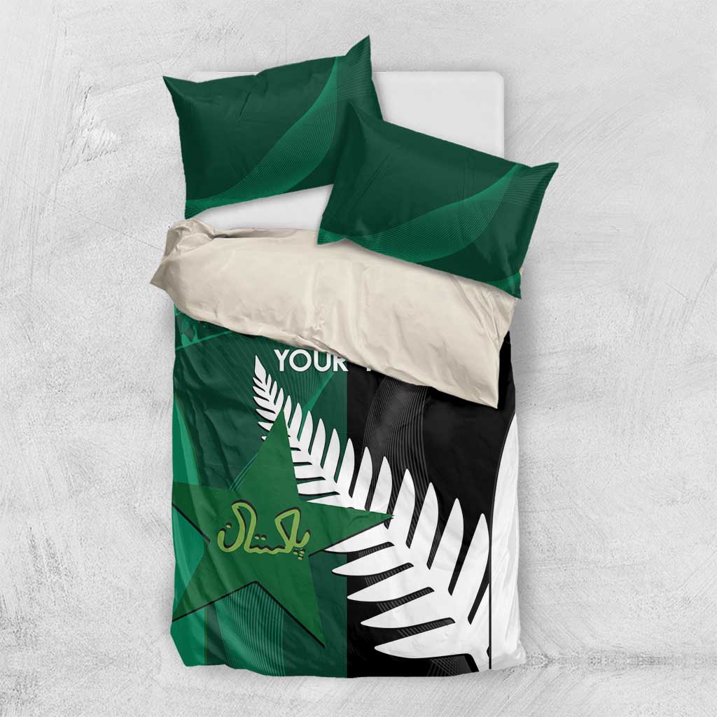 Custom New Zealand And Pakistan Cricket Bedding Set 2025 Black Cap Shaheens Together