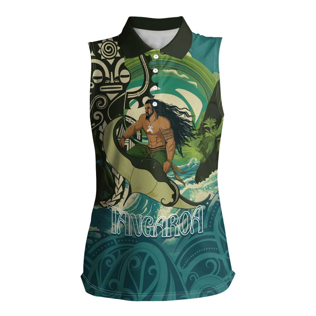 Aotearoa Tangaroa Atua Women Sleeveless Polo Shirt New Zealand God Of The Ocean