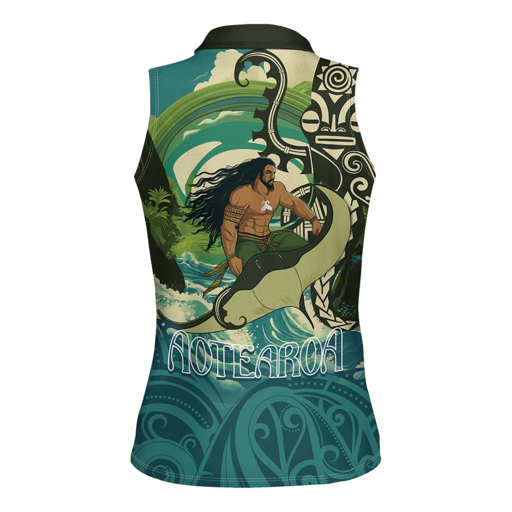 Aotearoa Tangaroa Atua Women Sleeveless Polo Shirt New Zealand God Of The Ocean