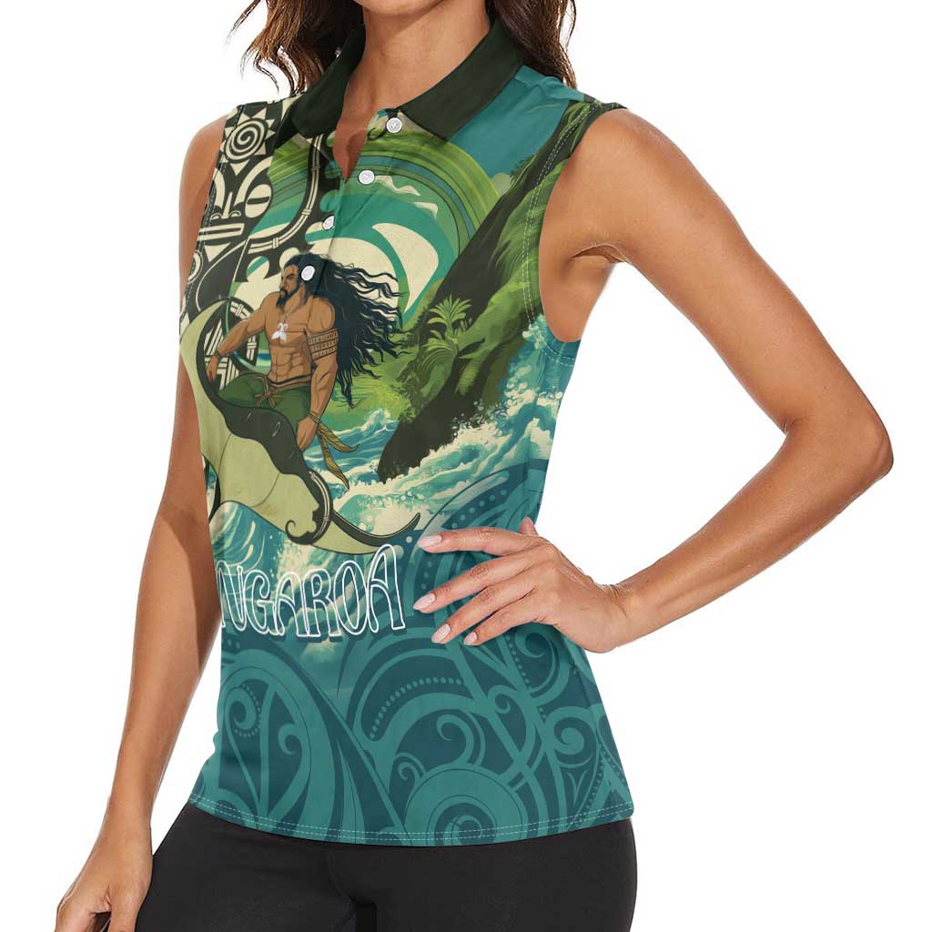 Aotearoa Tangaroa Atua Women Sleeveless Polo Shirt New Zealand God Of The Ocean