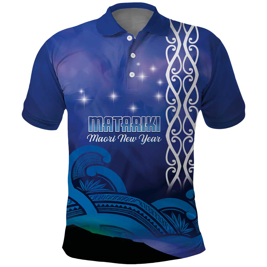 Personalised Matariki New Zealand Polo Shirt Maori New Year Galaxy Koru Pattern