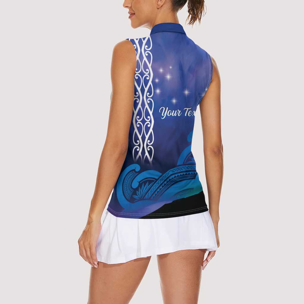 Personalised Matariki New Zealand Women Sleeveless Polo Shirt Maori New Year Galaxy Koru Pattern