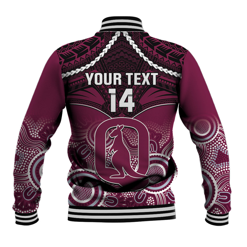 Custom QLD Maroons Rugby Baseball Jacket Aboriginal Mix Polynesian Pattern