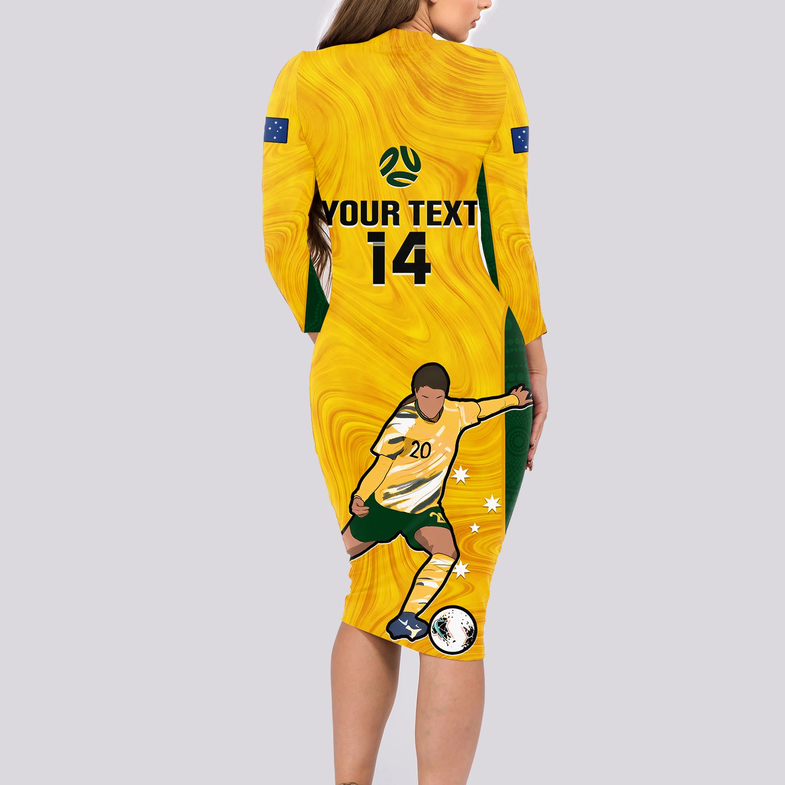 custom-australia-soccer-long-sleeve-bodycon-dress-sam-kerr-matildas-proud-2023-world-cup-yellow