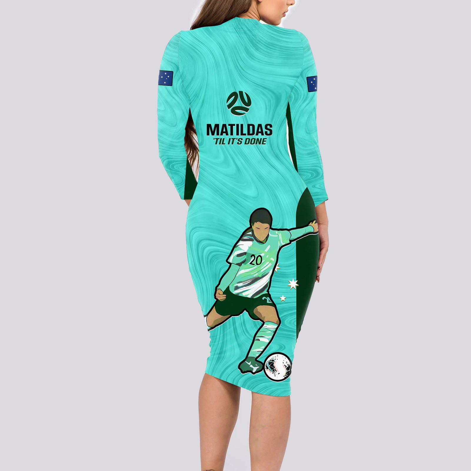 australia-soccer-long-sleeve-bodycon-dress-sam-kerr-matildas-proud-2023-world-cup-turquoise