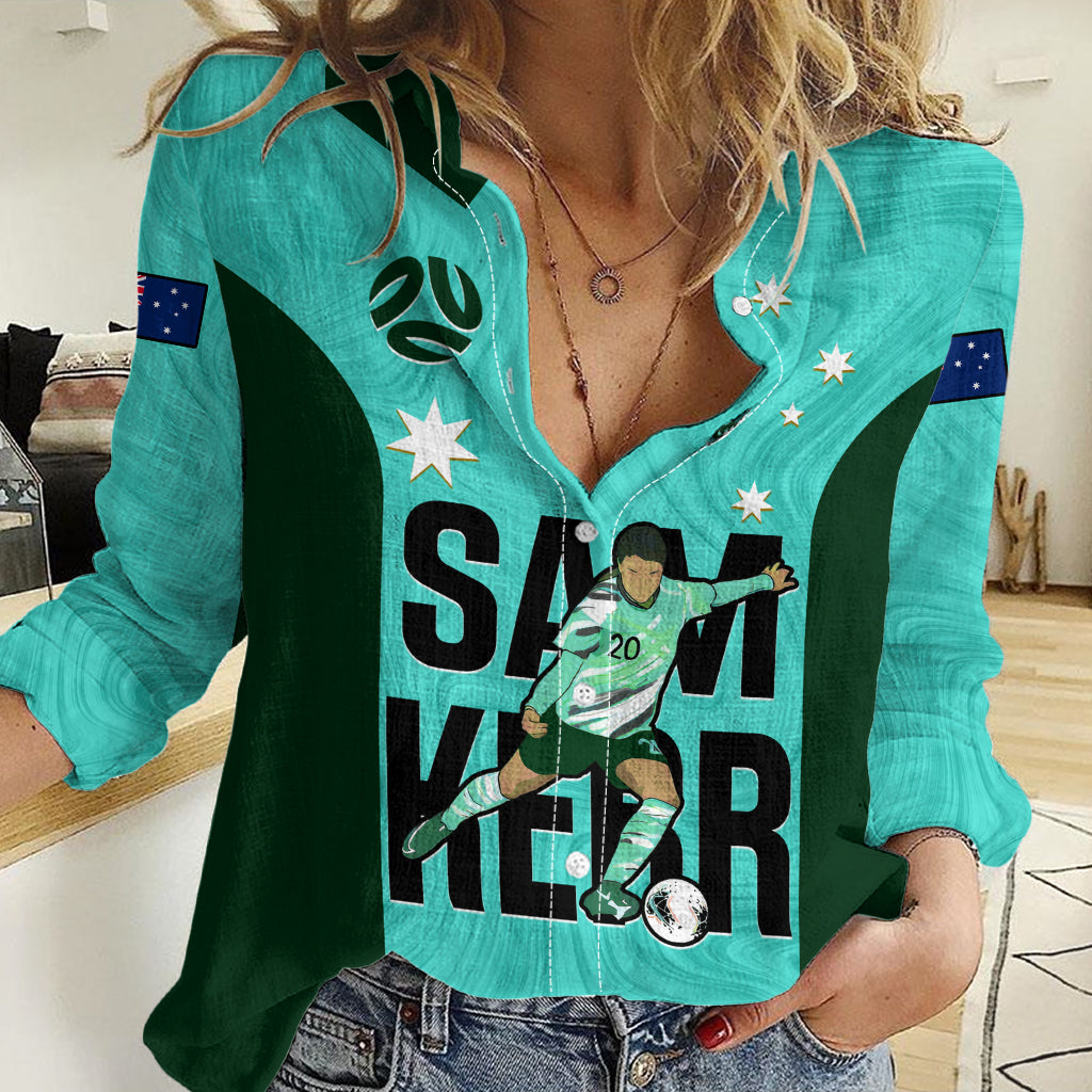 Custom Australia Soccer Women Casual Shirt Sam Kerr Matildas Proud 2023 World Cup Turquoise LT14