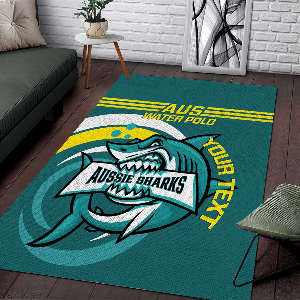 Custom Australia Water Polo 2024 Area Rug Aussie Shark Sporty Version