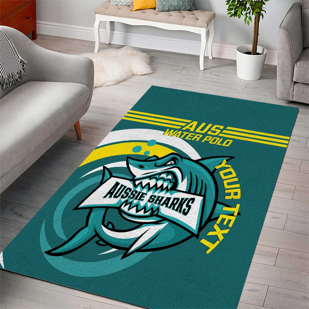 Custom Australia Water Polo 2024 Area Rug Aussie Shark Sporty Version