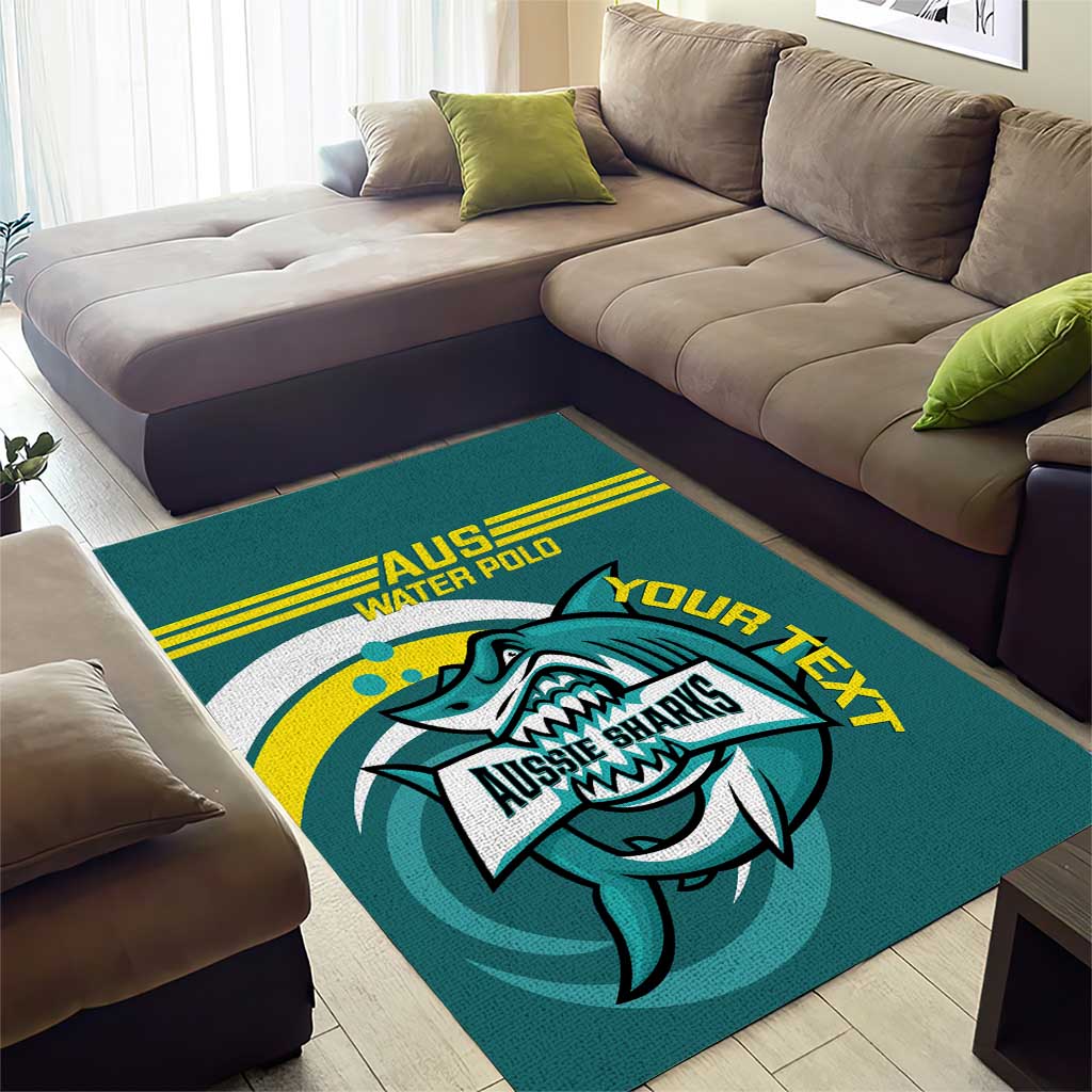 Custom Australia Water Polo 2024 Area Rug Aussie Shark Sporty Version