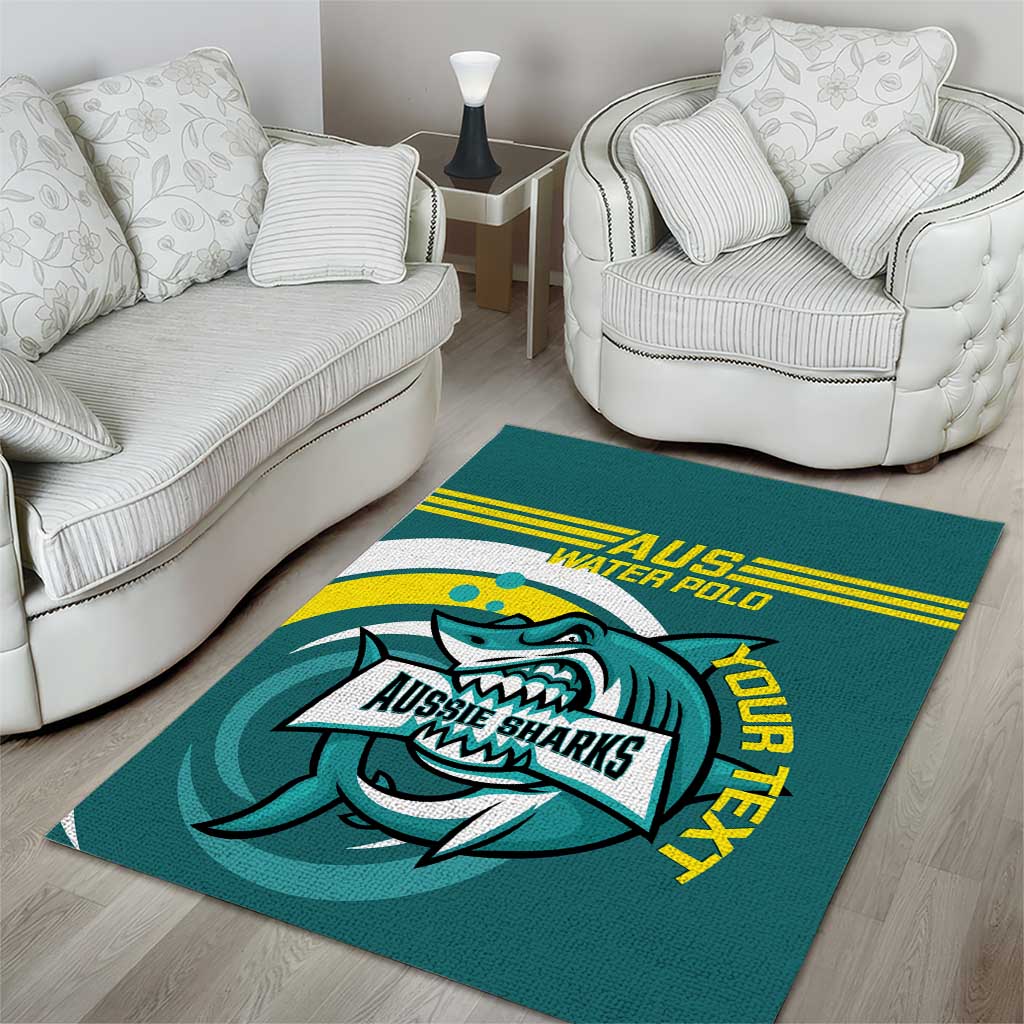 Custom Australia Water Polo 2024 Area Rug Aussie Shark Sporty Version