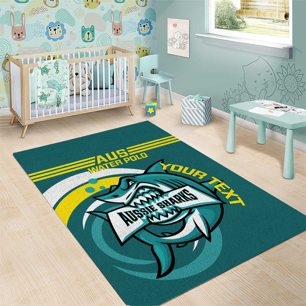 Custom Australia Water Polo 2024 Area Rug Aussie Shark Sporty Version