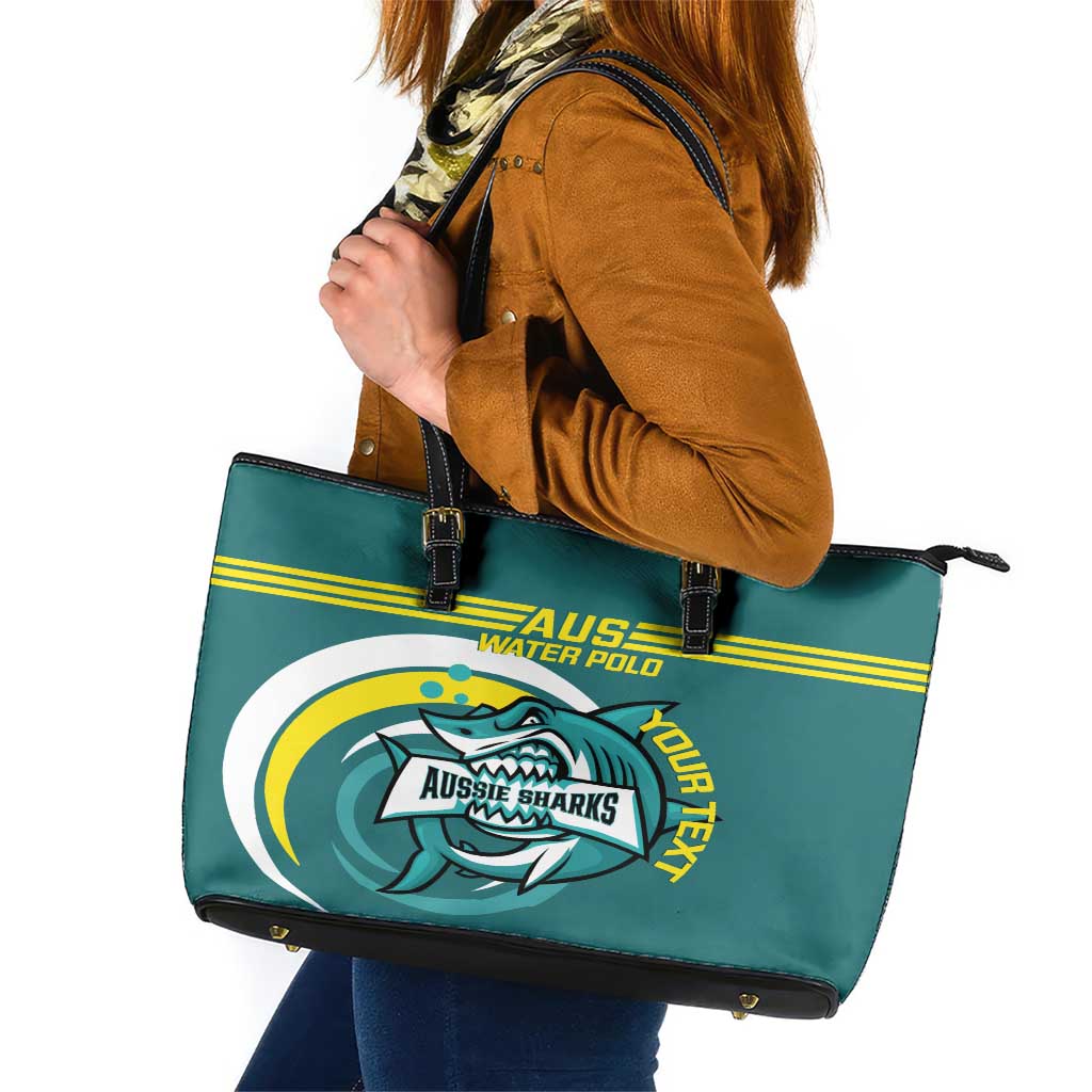 Custom Australia Water Polo 2024 Leather Tote Bag Aussie Shark Sporty Version